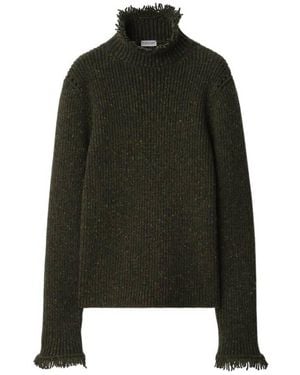 Burberry Fringed Rib-Knit Wool Jumper - Green