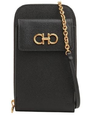 Ferragamo Gancini Leather Phone Case - Black