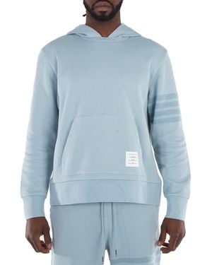 Thom Browne 4 Bar Double Face Knit Hoodie Light, Brand Size 3 - Blue
