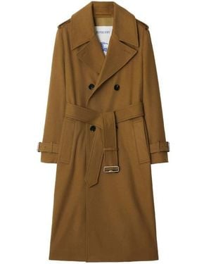 Burberry Belted Cashmere Trench Coat, Brand Size 4 Us - Natural