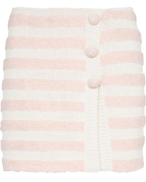 Balmain Ladies Striped Knitted Button-Up Skirt, Brand Size 38 (Us - Pink