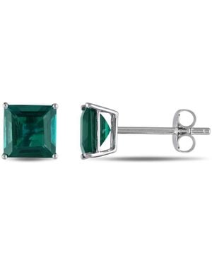 Amour Square Cut Created Emerald Stud Earrings - Green