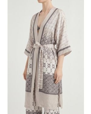 Brunello Cucinelli Patterned Silk Shirt, Size X-Small - Gray
