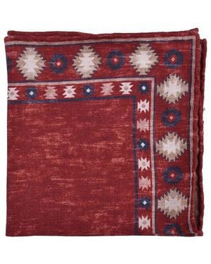 Brunello Cucinelli Wool Patterned Pocket Square, One Size - Red