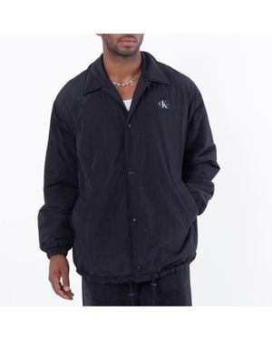 Calvin Klein Straight-Collar Reversible Shirt Jacket - Blue