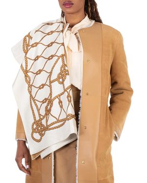Tory Burch Knot Logo Silk Scarf - Metallic
