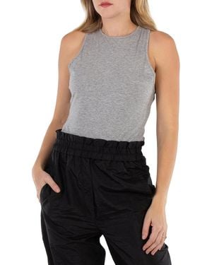 Tibi Ladies Heather Crewneck Racerback Bodysuit - Grey