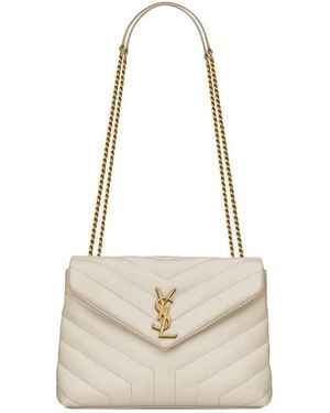 Saint Laurent Small Loulou Quilted Leather Shoulder Bag - Natural