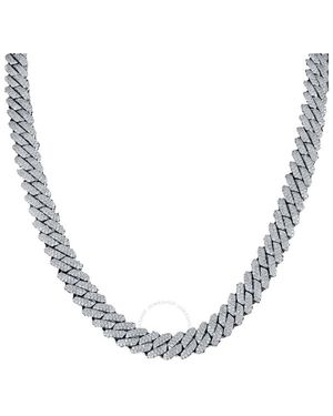 Maulijewels 35.00Ctw 12Mm Moissanite Miami Cuban Link Chain Necklace, 20-Inch, 14K Plated - Metallic