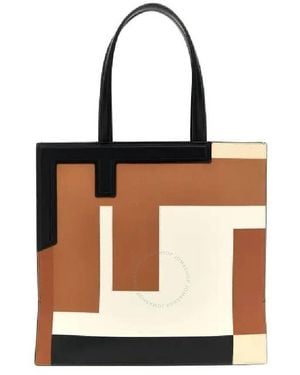 Fendi Medium Flip Leather Shopper Bag - Black