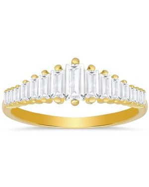 Kylie Harper 14K Over Art Deco Baguette-Cut Cz Ring - Metallic