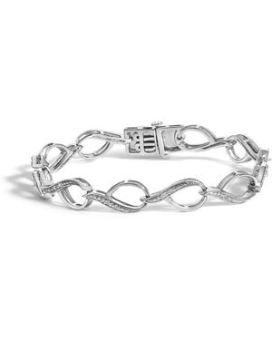 Haus of Brilliance Sterling 1/10 Cttw Diamond Accent Swirl Link Bracelet - Metallic