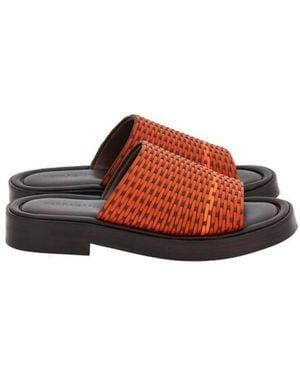 Ferragamo Daian Intreccio Woven Slide Sandals - Red