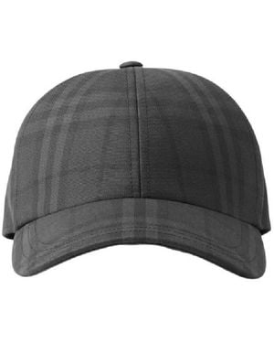 Burberry Check-Patterned Organic Cotton Baseball Cap - Gray