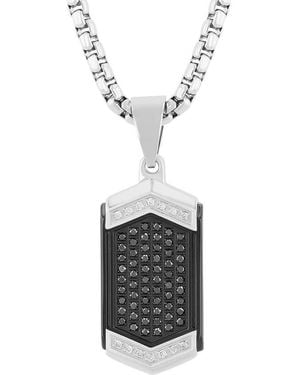 Robert Alton 1/3Ctw Diamond Stainless Steel With Finish Dog Tag Pendant - Black