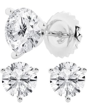 Brilliant Diamond 5 Carat Round Cut Lab Grown Diamond Stud Earrings - Metallic