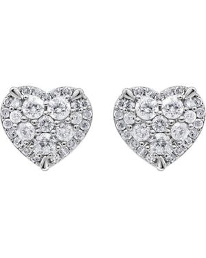 DiamondMuse Diamond Muse 1.00 Cttw 14Kt Round Cut Diamond Heart Stud Earrings For - Metallic