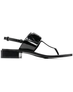 Ferragamo Logo-Plaque Detail Thong Sandals - Black