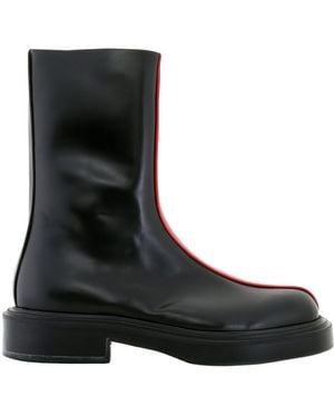 Ferragamo Contasting Insert Leather Ankle Boots - Blue