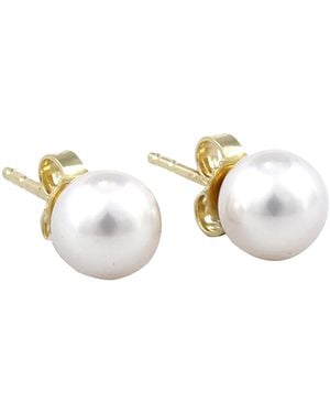 Mikimoto Akoya Pearl Stud Earrings With 18K 7-7.5Mm A - Metallic