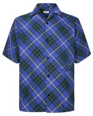Burberry Ekd Check Cotton Poplin Shirt - Blue
