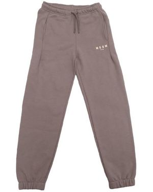 MSGM Logo Print Cotton Sweat Trousers - Grey