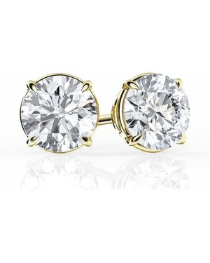Brilliant Diamond 2 Carat Round Lab Grown Diamond Stud Earrings - Blue