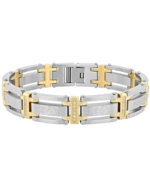 Robert Alton 49 Ctw Stainless Steel Diamond With Finish Texture Link Bracelet - Metallic