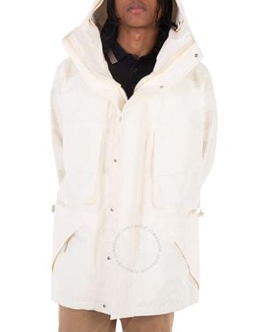 Burberry Drawstring Long-Sleeved Oversized Parka - White