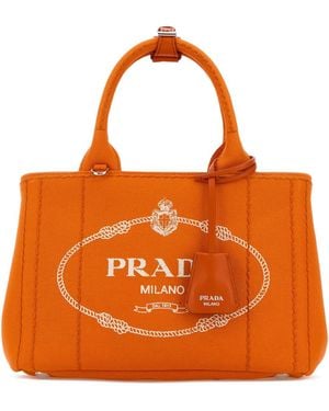 Prada Orange Canvas Small Jardinière Handbag