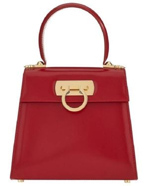 Ferragamo Small Iconic Top Handle Bag - Red