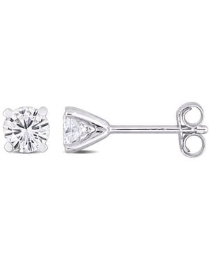 Amour 1 Ct Dew Created Moissanite Solitaire Earrings - Metallic