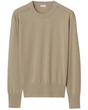 Burberry Crewneck Wool Jumper - Natural