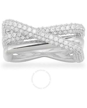 Apm Monaco Crossed Rectangle Crystal Ring - White