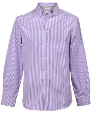 Brunello Cucinelli Striped Dress Shirt, Size Medium - Purple