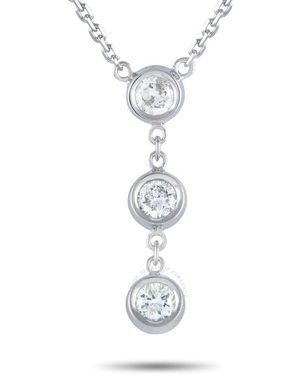 LB Exclusive 14K 0.45Ct Diamond 3 Stone Necklace - Metallic