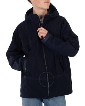 Burberry Ink Lightweight Hooded Logo Applique Jacket - Blue