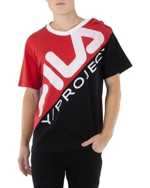 Y. Project Y/Project Fila Clip Shoulder Cotton T-Shirt - Red