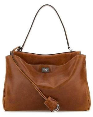 Balenciaga Caramel Leather Medium Rodeo Handbag Tan Cowboy T Domesticated Lamb Le Borse A Mano - Brown