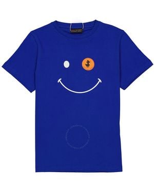 Save The Duck Kids Cyber Smiley Logo Print T-shirt - Blue