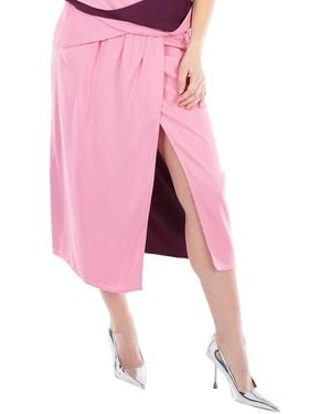 JW Anderson Draped Colour-Block Twisted Midi Skirt, Brand Size 8 (Us Size 6) - Pink