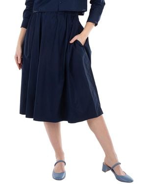 Marni Light A-Line Cotton Midi Skirt - Blue