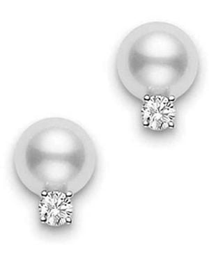Mikimoto 18k White Gold 7-7.5mm Akoya Studs