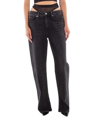 Alexander Wang Slit Hem Jeans With Prestyle Hotfix Undie, Waist - Blue