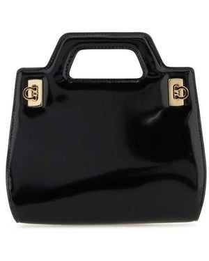 Ferragamo Leather Mini Wanda Handbag - Black