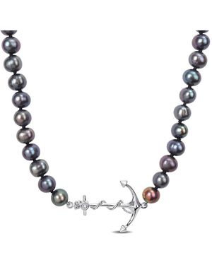 Amour 7-7.5Mm Cultured Freshwater Pearl Necklace With Sterling Anchor Charm And Lobster Clasp - Metallic