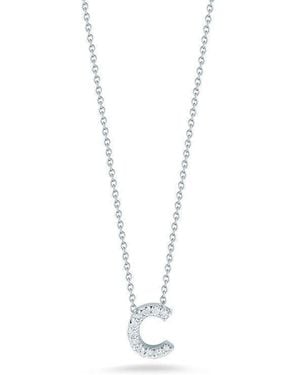 Roberto Coin 18k White Gold Tiny Treasures Diamond Letter C Pendant - Metallic