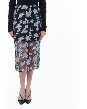 ROTATE BIRGER CHRISTENSEN Mesh Midi Pencil Skirt, Brand Size 36 Us - Black
