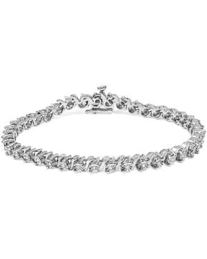 Haus of Brilliance 925 Sterling 1/4 Cttw Diamond Station And S Link Bracelet - Metallic