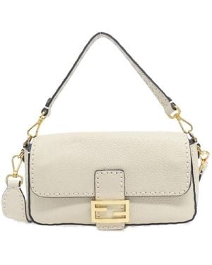 Fendi Baguette Selleria Shoulder Bag - Natural